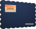 Lightomorrow Scalloped Bulletin Board, 24 x 18 Inches Felt Pin Board - Decorative Cork Alternative for Wall, Foldable Picture Self-Adhesive Vision Prayer Board with 20 Pushpins - Dark Blue