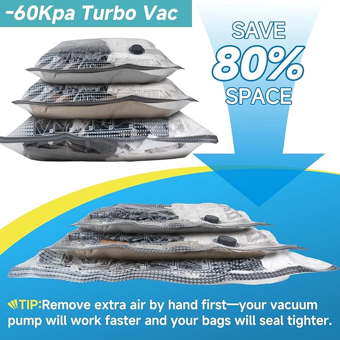 Travel Vacuum Storage Bags 16 Pack with USB Powered Electric Pump, Vacuum Seal Bags for Clothing Travel, Space Saver Bags for Luggage, Suitcase & Home Organization