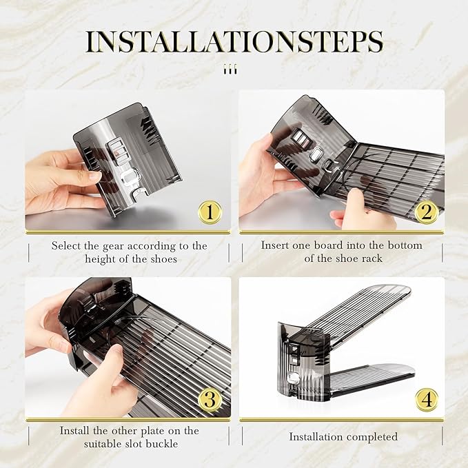 Shoe Slots Organizer 20 Pack - Shoe Stacker,3 Levels Adjustable,Space Savers 50%,Double Layer Holders for Closet (Black),Organizador de Zapatos