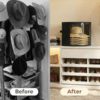 Ofiray-home 2 Pack Large Clear Hat Storage Boxes, Hold up to 7-9 Hats, Hat Organizer for Closet, Durable & Foldable, Hat Box with Carrying Handles for Round Brim, Wide-Brim, Cowboy, Sun Hat (Black)