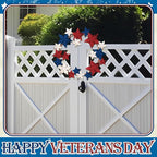 MorningRo Metal Patriotic Wreaths for Front Door 250th Anniversary Red White Blue Star 4th of July Wreaths Independence Day Hanging Vintage Rustic Independence Day Welcome Sign for Porch Wall Home