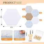 Mindsoft 16 Pcs Hexagon Cork Board for Walls with 50 Wooden Push Pins 6.7 x 5.9 in Felt DIY Tiles Notice with Nano Tape Hanging Bulletin Board for Home Photo Office Memo Note(Light Camel)