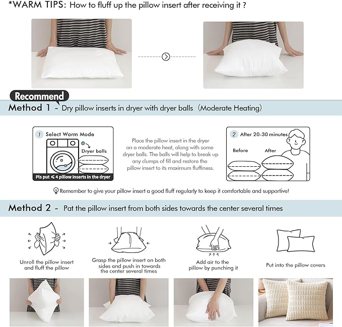 MIULEE Pillow Insert 12x20 Inch, Decorative Rectangle Throw Pillow Insert, Premium Fluffy Pillow Forms Stuffer for Sofa Couch Living Room (Pack of 2)