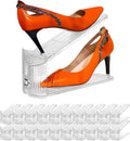 Shoe Slots Organizer, 20PCS Adjustable Double Layer Stack Shoe Rack, 50% Space-Saving Storage Rack Holder, Transparent