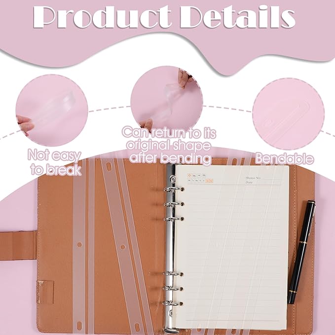 60 Pcs 3 Hole Punched Magazine Holders for Binders 11.6 in Plastic Magazine Organizer 3 Ring Binder Insert Strips Clear Magazine Collector for File Book Craft Paper