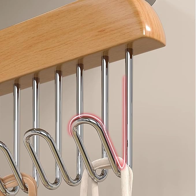 Belt Hanger 2Pcs Belt Hanger with 16 Hooks Bra Hangers for Closet,Space-Saving Wooden Closet Hanger Organizer for Ties, Scarves, Bras,Tank, Tops(White)