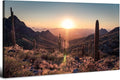 Mountain Wall Art Sunset Cactus Wall Decor Arizona Sonoran Desert Canvas Pictures Saguaro Landscape Photography Prints Western Nature Artwork Living Room Bedroom Office Home Decoration 29.53x 57.87"