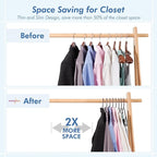 HOUSE DAY Plastic Hangers 20 Pack, Space Saving Clothes Hangers with Built-in Hooks, Durable & Strong Closet Organizers and Storage, Dorm Room Essential, Perfect for Shirts, Coat, Pants, Dress - Black