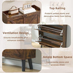 LEYAOYAO Shoe Storage Cabinet with 2 Flip Drawers，Narrow Shoe Storage Cabinet Organizer with Legs for Entryway Hallway, Living Room, Bedroom，Hidden Slim Storage Narrow Shoe Rack Cabinet,Brown