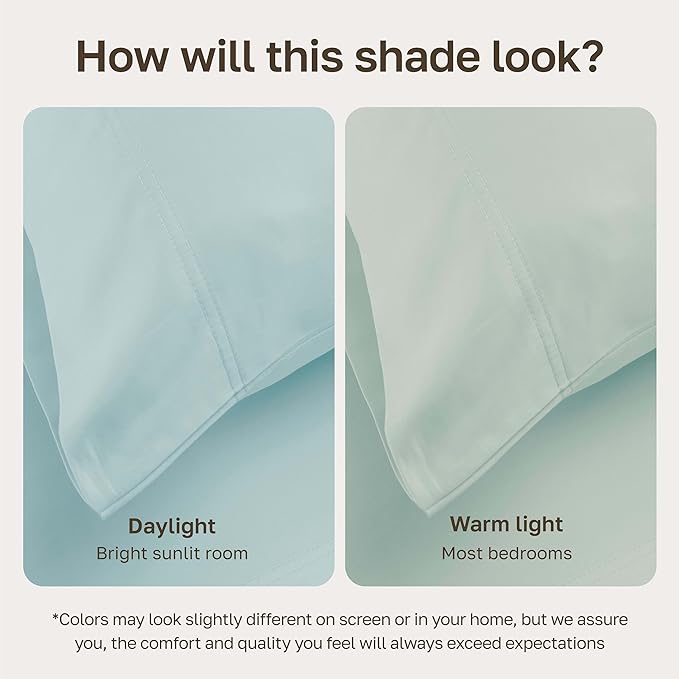 CALIFORNIA DESIGN DEN 5-Star Hotel 600 Thread Count 100% Cotton Sheets Set - Soft & Smooth Queen Sheet for Bed with Deep Pockets, Quality Beats Egyptian Cotton Sheets and Pillowcases (Seafoam)