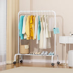 Rolling Clothing Racks for Hanging Clothes, Garment Rack for Clothes to Hang, Metal Portable Wardrobe Rack for Coats, Jackets, Shirts, Dress,White