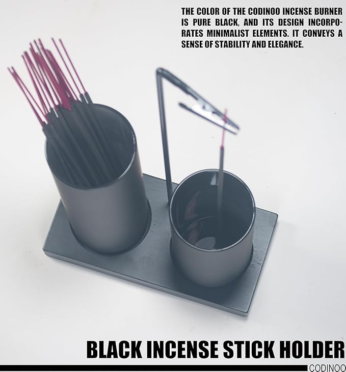 2 in 1 Incense Burner Holder for Sticks,Glass Incense Holder with Storage,Upside Down Incense Holder for Sticks with Glass Ash Catcher for Meditation Yoga Spa Room Home Decor[Full Black]