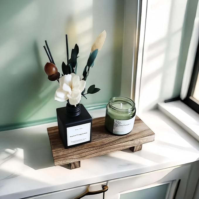 Wood Riser for Decor, 8.66X3.54in Wood Pedestal Stand, Small Wooden Riser for Bathroom for Kitchen Counter