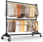 HOKEEPER Z Rack for Clothing Heavy Duty Clothes Rack Hold 550 LBS Commercial Garment Rack with Wheels Rolling Portable Z Base for Bedroom, Living Room, Laundry, Black, 22.8" D x 62.6" W x 87.8" H