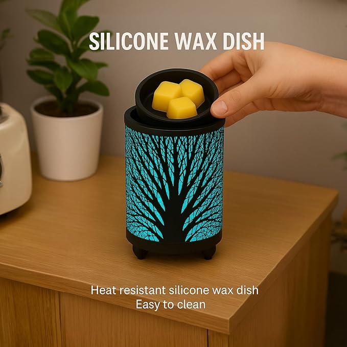 Leyoue Electric Wax Melt Warmer with Timer - PTC Heating Plate & 7 Colors LED Changing Light, Fragrance Warmer for Home, Office, Gifts & Decor (Black Forest)