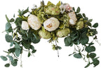 BFYDOAA 30 Inch Wedding Arch Flowers,Decorative Swag Artificial Floral Swag for Lintel, Green Leaves Rose Peony Sunflowers Door Wreath Home Decoration