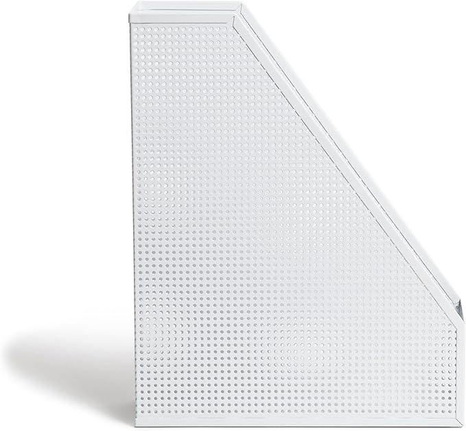 U Brands Modern Perforated Magazine Holder, Office Supplies, Metal, White, 12.2” x 3.74” x 9.65” 1 Count