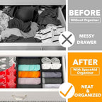 SpaceAid Drawer Organizer Clothes, 12 Pack Dresser Organizer Bins for Nursery, Closet Organization and Storage Dividers for Clothing, Baby Clothes, Underwears, Socks (Black)