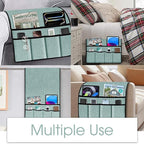 Joywell Armrest Organizer Remote Holder for Recliner Armchair Caddy Couch Sofa Arm Chair Caddie with 6 Pocket Storage for Magazine, iPad, Phone,Light Blue