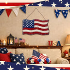 MorningRo Metal Patriotic American Flag Wreath for Front Door Vintage Red White Blue American Flag 4th of July Wall Art Sign Rustic 250 Anniversary Independence Day Hanging Plaque for Porch Outdoor