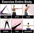 Figure 8 Fitness Resistance Bands with Handles, Exercise Elastic Bands for Women Arm Shoulder Back Leg Chest Stretch, Workout Equipment for Yoga, Pilates, Physical, Therapy, Home Gym Fitness, 3 Pack