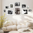 Egofine 4x6 Picture Frames Set of 4, Made of Solid Wood Covered by Plexiglass 3x4.5 and 3.5x5 with Mat or 4x6 without Mat, for Table Top Display and Wall Mounting Photo Frame, Driftwood White