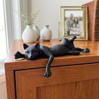 Black Cat Resin Statue - Relaxing Lying Down Pose Cute Sleeping Kitten Black Cat Figurine for Home Decor Minimalist Animal Statues for Bookshelf, Living Room, Bedroom, Office Desk Decor