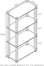 Furinno TURN-S-TUBE Storage Shelves, 4-Tier Book Shelf, Corner Shelf, Toolless Open Shelves, for Organization and Storage, Living Room, Garage, Home Office, Beech