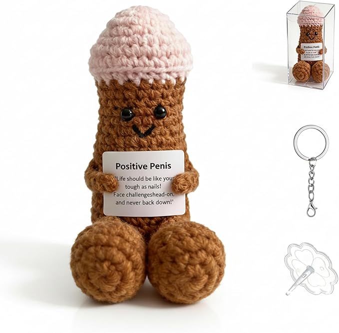 Funny Positive Crochet Animals Gag Doll Emotional Support Stuffed plushies for Men and Women Friends, Weird Things Motivational Office Decor Valentine‘s Day Gifts