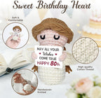 80th Birthday Gifts for Women Men, 1946 80th Birthday Decorations, Happy 80 Year Old Gifts for Family Friends - Handmade Positive Angel Crochet Doll