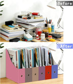 Limitliho 24 Pack Magazine File Holder for Desk, Book Bins for Classroom Library,Office,Home, 10.6" H x 10.2" L x 3.5" W in Cardboard Magazine Organizer (Elegant color)
