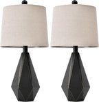 PoKat 20.25'' Table Lamps Set of 2, Bedside Lamp for nightstand, Small Farmhouse Lamps for Bedroom, Black Bedroom Lamps for Living Room, Nursery, Black, Suitable for Small Place