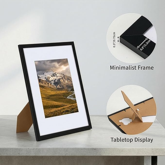 Rempry 8.5X11 Certificate Picture Frames Set of 11, Black 8.5x11 Photo Frames without Mat or Displays 6X8 Picture with Mat, Wall Mount or Tabletop Display for Home, Office