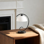 Modern Bedside Table Lamp with Frosted Glass Dome Shade, Sand Black Metal Base, E26 Socket, Plug-in with On/Off Switch for Bedroom, Living Room – No Bulb Included