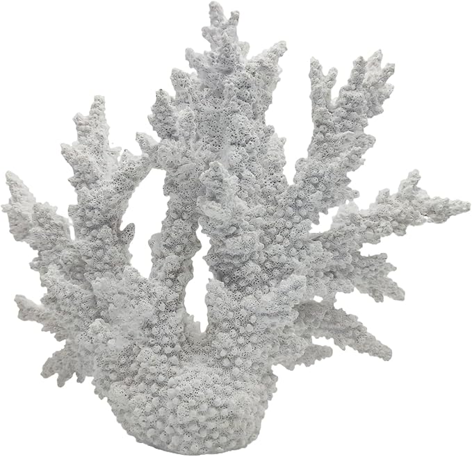 Etlemonde White Coastal Beach Coral Reef Decor Resin Statue - Faux Sea Coral Reef for Bathroom Shelf, Coffee Table, Nautical Beach House Home Decor Accent