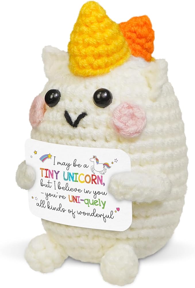 OASSIE Kindergarten Graduation Gifts for Kids - Positive Crochet Animals Unicorn Plush - 6 7 8 9 10 11 12 Year Old Birthday Preschool Teen Girl Gifts Trendy Stuff for Kids Teens Sister Daughter