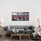 Large Pittsburgh Wall Art Black and White City Skyline Wall Decor for Living Room Office Decor Pennsylvania Night Cityscape Canvas Prints Modern Skyscraper Panoramic for Bedroom Home Decoration 24x48"