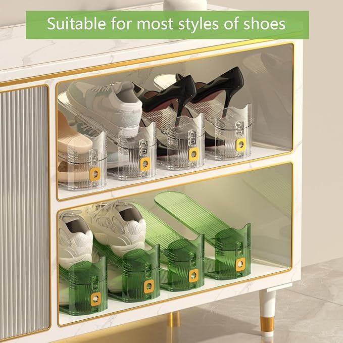 CiBiZi Clear Shoe Slots Organizers 20Pack Shoe Stacker Organizer for Closet Shoe Stackers for a Pair of Shoes Shoe Display Shelf Shoe Rack Holders Space Saver Organizador de Zapatos (Clear)