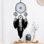 Handmade Evil Eye Dream Catcher for Home Decor, Jiyamony Black Dream Catchers for Adults Bedroom Wall Hanging Decoration with a Evil Eye Car Charm Gift