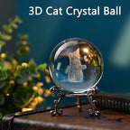 IFOLAINA 3D Cat Themed Gifts for Women 3D Crystal Ball Cat Related Sympathy Figurines Presents Kitty Decorative Globe Decor with Stand