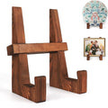 DEBETOOL Wooden Plate Stand - 8.8inch Wood Plate Holder Stand for Display, Rustic Wooden Picture Frame Holder Stand, Decorative Table Top Easels for Display