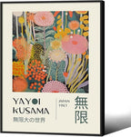 Abstract Yayoi Kusama Posters Japanese Wall Art Vintage Tokyo Aesthetic Prints Yayoi Kusama Inspired Japanese Gallery Wall Art for Stylish Room Bedroom Living Room Decor 8x10in Black Framed