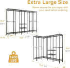 H5 Extra Large Wire Garment Rack, Heavy Duty Clothes Rack, Freestanding Clothing Rack for Hanging Clothes, Wardrobe Closet with Adjustable Shelf, 93.3" Wx15.7 Dx75.4 H, Black, Load 1400 lbs