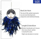 Pretty Jolly Fairy Blue Tree of Life Dream Catcher Wall Decor with Healing Crystal Stone Handmade Feather Dream Catchers Decoration Wall Hanging Bedroom Living Room Wedding Party Home Decor-25.6"