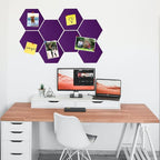 8 Pcs Hexagon Felt Cork Bulletin Board Tiles, Self Adhesive DIY Bulletin Board Pin Board for Office School Home Wall Decor Memos Photos Display(Purple)