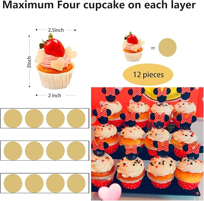 AZEAM Acrylic Riser, Black Display Risers Stand Large Collection Organizer Shelf for Cupcake Food Desserts Holder Cosmetic Products Tabletop Use and More (12 X 8 X 6 Inch) (3 Packs Black)