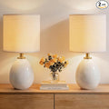 Dawnwake 18.5" Table Lamps Set of 2 for Living Room Bedroom, Bedside Lamps for Night Stands, Modern Linen White Ceramic Lamps