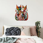 Wesiti Cat Wall Art Decor Iron Wall Sculptures Decor for Cats Lover 11 x 11.8 Inches Colorful Mid Century Cat Retro Signs for Home Living Room Bedroom Kitchen Office(Vintage-chic)