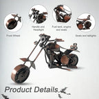 Metal Motorcycle Decor, Copper Chopper Motorcycle Figurine,5.9”x3.5”Unique Iron Motorcycle Sculpture,Cool Home Office Desk Decor,Art Gift Vintage,Christmas Birth Gift for Men Boyfriend Husband