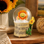 You are My Sunshine Snow Globe Music Box with Colorful Lights, Sunflower Musical Snowglobe, Wind Up Resin Flower Music Box Gifts for Mom Wife Girlfriend Grandma Women Birthday Anniversary
